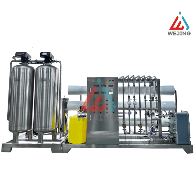 ការព្យាបាលទឹក 2000L/H RO ដំណាក់កាលពីរជាមួយដែកអ៊ីណុក EDI