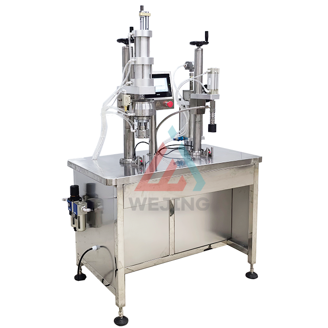 ထိန်းချုပ်လုပ်ဆောင်ချက်ပါရှိသော PLC Semi-Automatic Bag-on-Valve Filling Machine