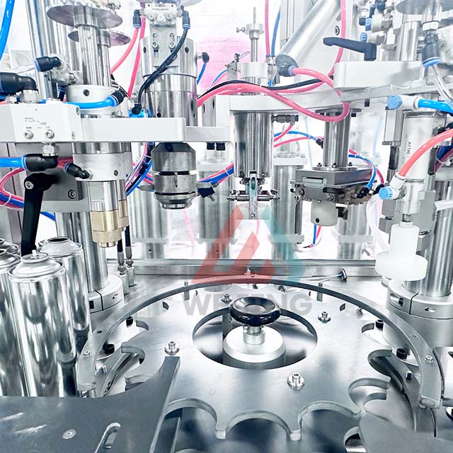 एयरोसोल स्प्रे उत्पादों के लिए स्वचालित एयरोसोल भरने की मशीन निर्माता सीधी बिक्री