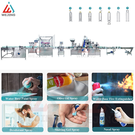 WJER-80 High Speed ​​Bov Automatic Aerosol Filling Machine Line Exporter sa China