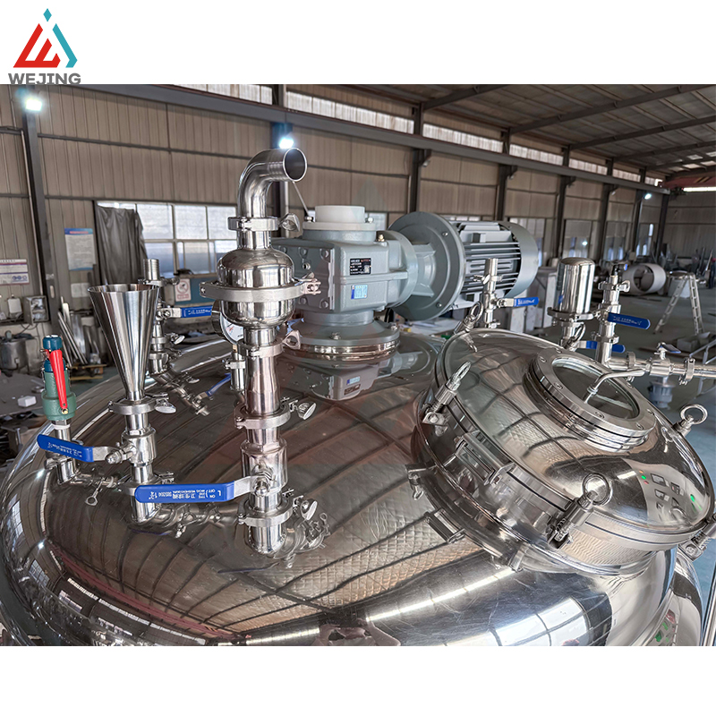 Cerek Pencampuran Pengemulsi Vakum 2000L dengan Tangki Fasa Air & Minyak untuk Pengeluaran Kosmetik Losyen Krim